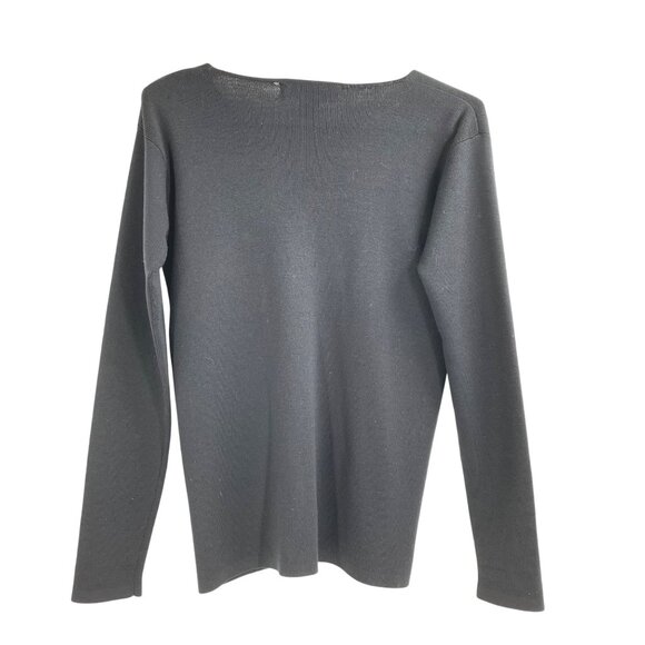 Vintage Linda Allard Ellen Tracy Womens Petite Cardigan Wool Silk Black Neutral - Picture 2 of 7